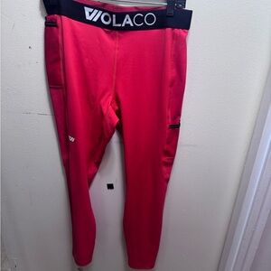 Violaco Men's red Performance Compression Leggings size xl